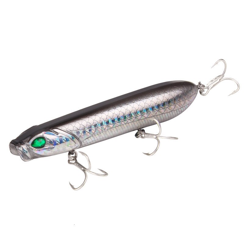 Popper fiskedrag vikter 12.5-18g fiskar beten articulos de pesca isca konstgjord fiskeutrustning penndrage: Silver- / 8 cm 12.5 g