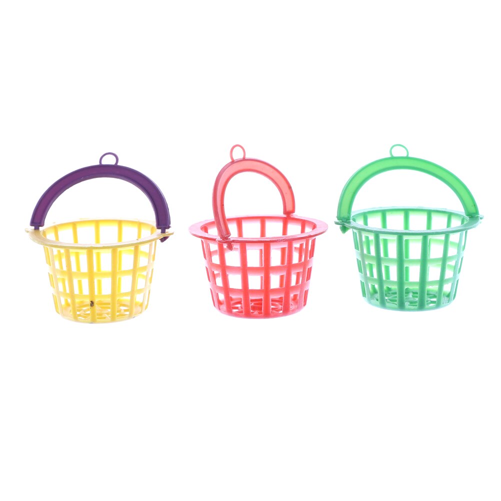 3 Pcs Toy Accessories Color Random 3PCS 4.2cm Plastic Trash Cans Basket 1:12 Dollhouse Miniature Model