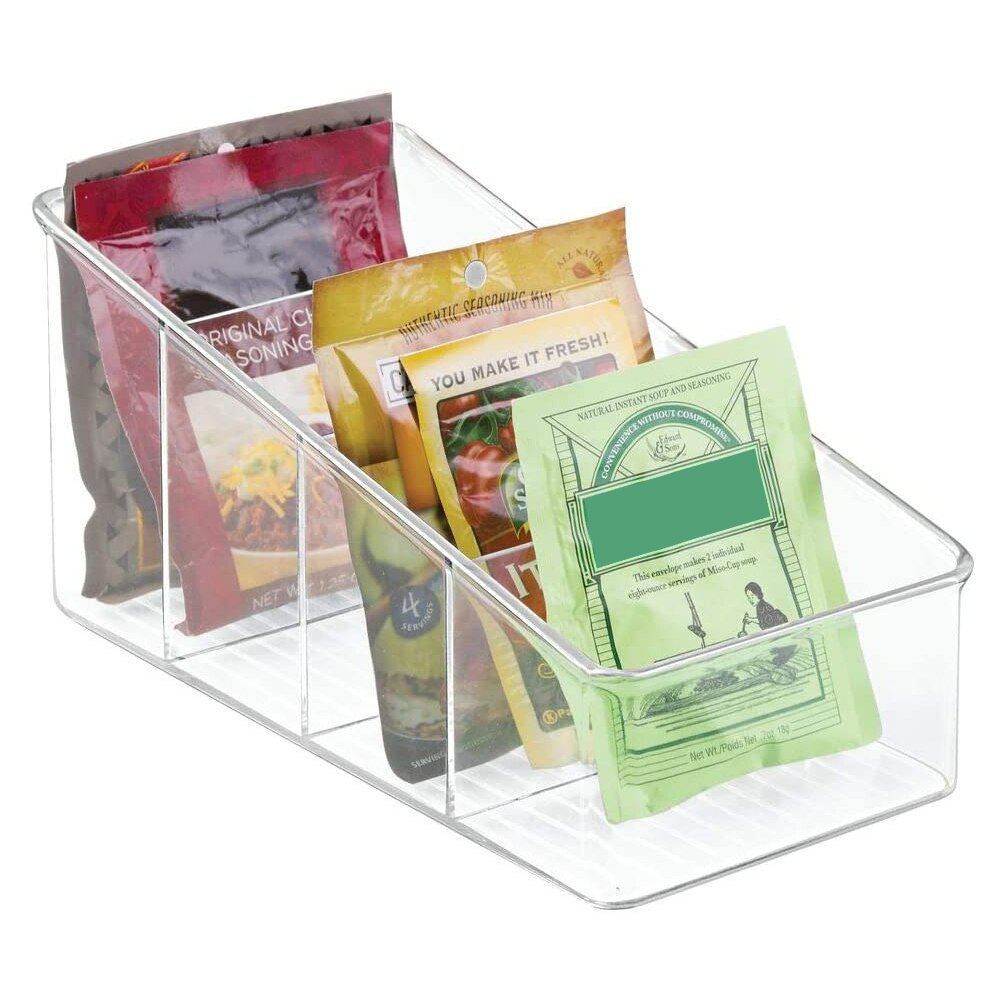 Large Plastic Food Packet Organizer Caddy Storage Station for Kitchen Pantry Cabinet Countertop Holds Spice Pouches HY99