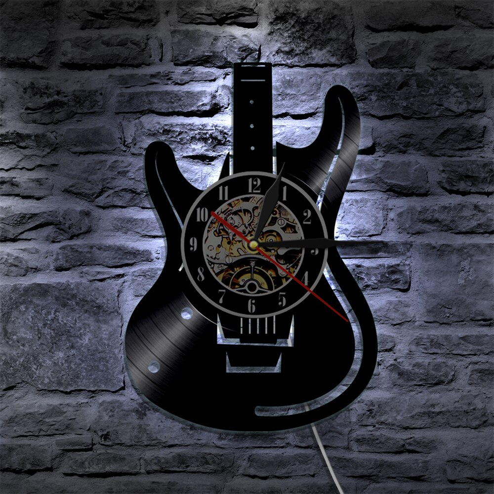 1 stykke guitar vinylplade vægur musik vintage lp vægur hjemmeindretning musikinstrumenter til musikelsker guitarist