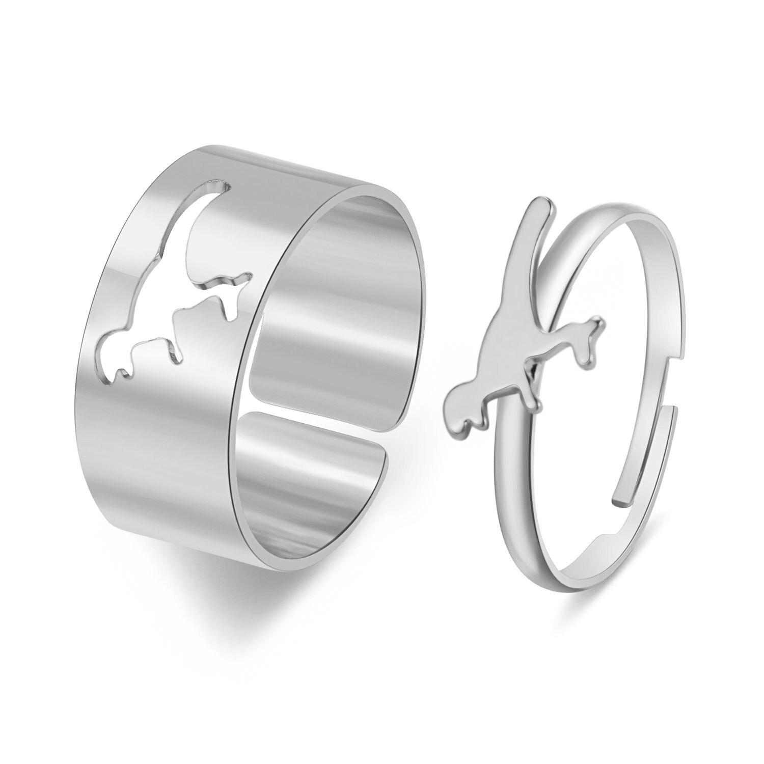 LATS-Anillos abiertos para mujer y niña, joyería gótica, Punk, negra, Vintage, Simple, Animal, mariposa, estrella, Luna, corazón, llama: 99492