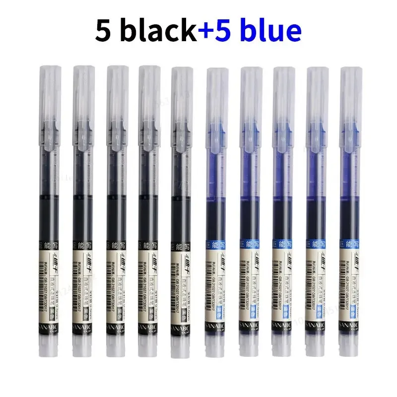 10Pcs/set Needle Type Gel Pens Straight Liquid Ballpoint Pen Kawaii Stationery School Office Supplies Writing: Light Grey