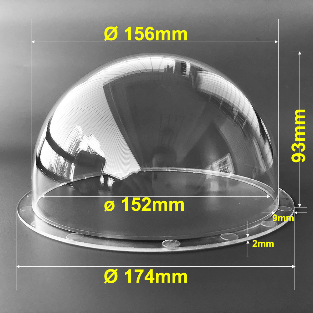 6.8 Inch Indoor Outdoor Dome Cctv Camera Behuizing Transparante Case Acryl Hd Clear Dome Cover Plastic Halfrond Shell 174x93mm