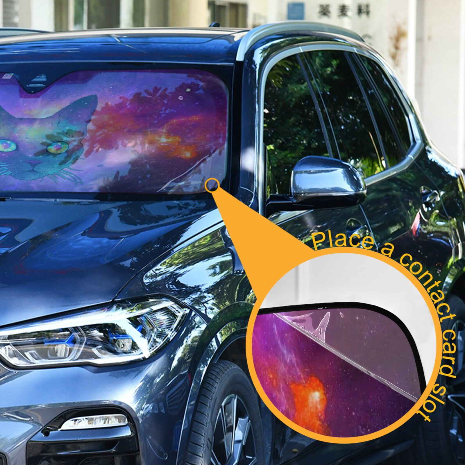Zonneklep Voorruit Space Cat Print Venster Folies Aluminiumfolie Kleur Voorruit Zonnescherm Zonneklep Covers 2022