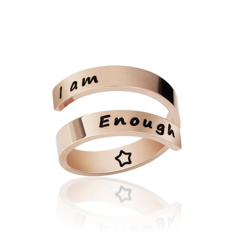 "I Am Enough" Classic Engraved Rings Spiral Wrap Twist Adjustable Ring Ring Jewelry Inspiration Jewelry for Women