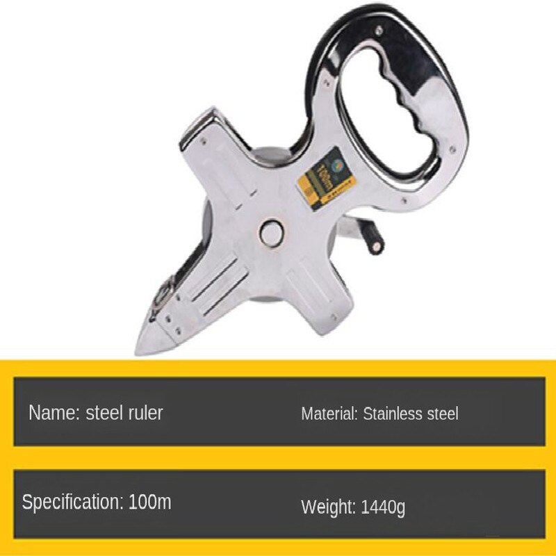 Portable metric 30M 50M 100M Thickening Open Reel Steel Tape Measure with shelf for Woodworking Construction ABS Measuring tool: 100m steel ruler