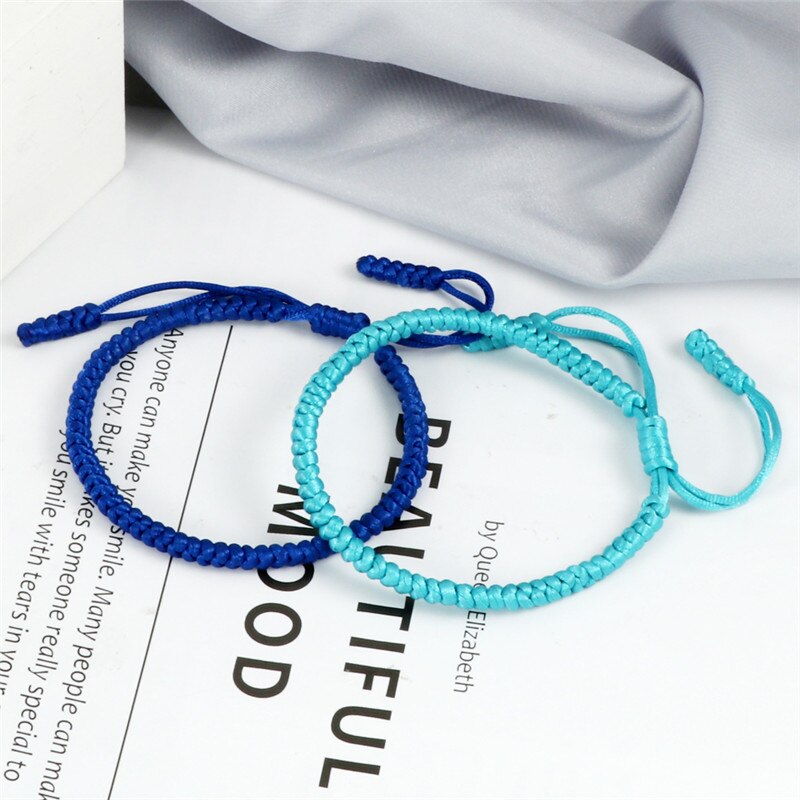 Blue Rope Knots Bracelet Women Lucky Handmade Braided Tibetan Buddhist Adjustable Bracelets Bangles For Men Jewelry