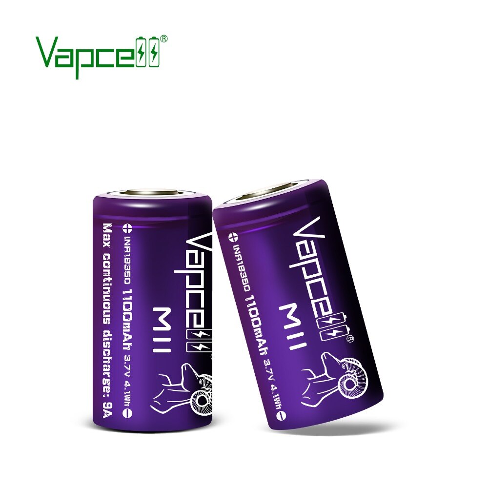 Vapcell li ion batteri 18350 1100 mah 9a 3.7v genopladeligt litiumbatteri til lommelygte/ elektrisk værktøj