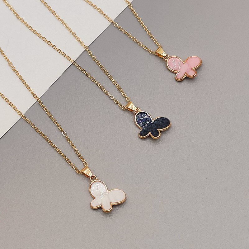 Collier avec pendentif papillon pour femmes et filles, coréenne, , chaîne clavicule dorée, ras du cou, bijoux de déclaration
