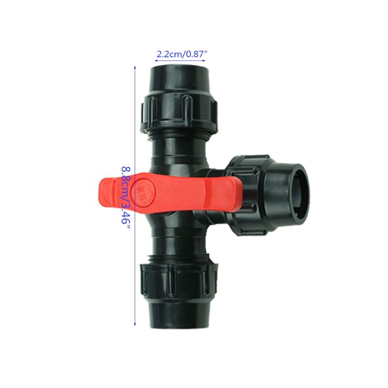 PE three-way quick connect valve plastic valve T-type valve inner diameter 20/25/32mm quick connect plastic three-way valve: Black A