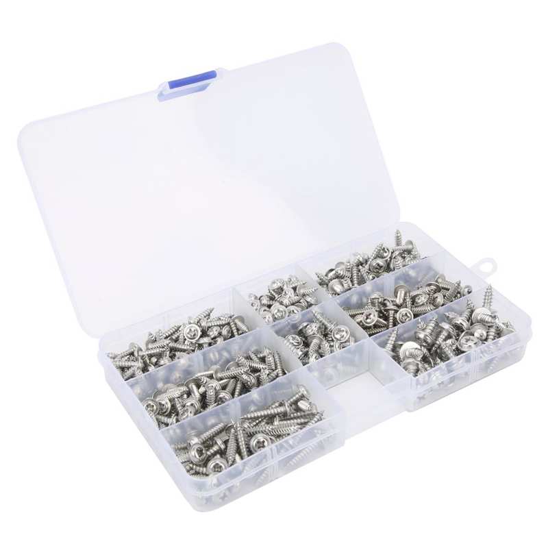 Self Tapping inserts 340pcs Stainless Steel Screw Self Tapping Screws Hardware Fastener Parts for Plastic Wood Helical Screw