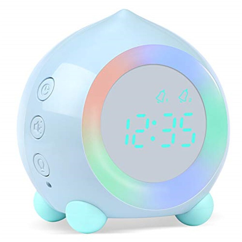 Kids Smart Alarm Clock bluetooth Function 7 Colors Changing Bedroom Student Wake Up Digital Display Table Clock Sleep Timer: Blue
