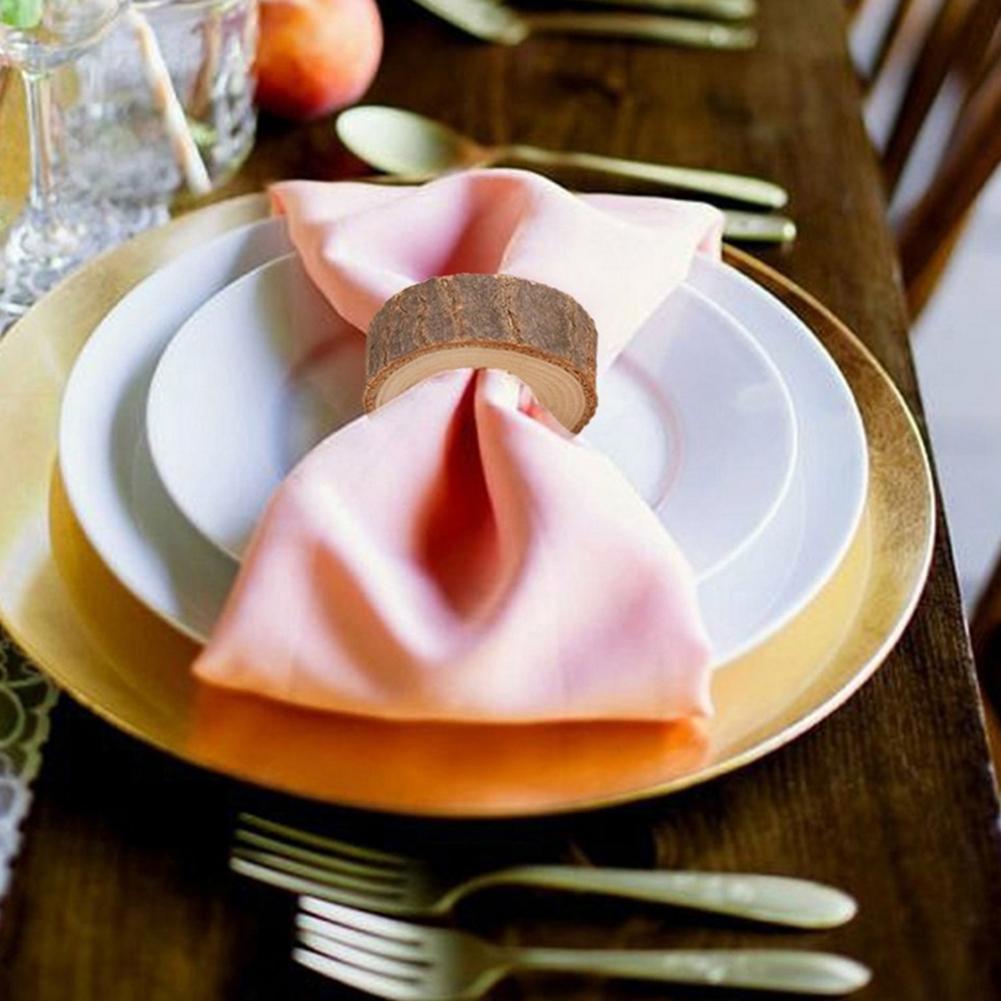 Servilleteros de cuentas de madera Natural para bodas, decoración creativa de Mesa para el hogar, de cumpleaños, Bar, 10 piezas