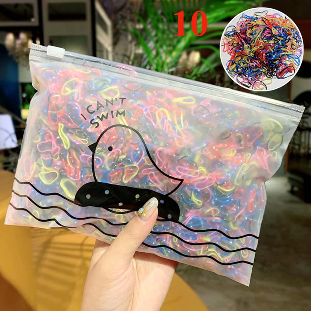 1000 stk/pakning engangs gummistrikk tyggegummi for jenter fargerik liten hestehaleholder elastiske hårbånd hårtilbehør: 10