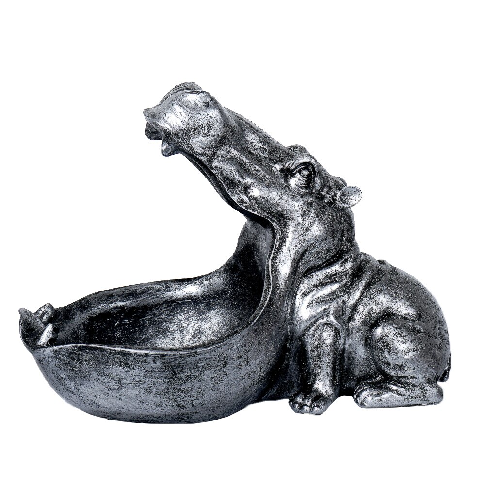 Vilead Hars Nijlpaard Beeldjes Sleutelhanger Opslag Decoratie Woonaccessoires Veranda Dier Standbeeld Ornament Chrimas Nieuwjaar Cadeaus: Grey
