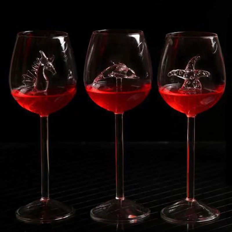 dolphin red wine goblet starfish seahorse beer glass transparent red wine glass wine glass bar counter home restaurant