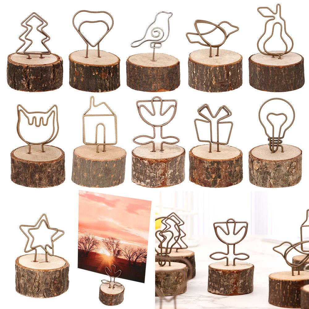 Gold Wooden Table Numbers Holder Paper Clamp Wedding Supplies Photos Clips Picture Frame Place Card Clamps Stand