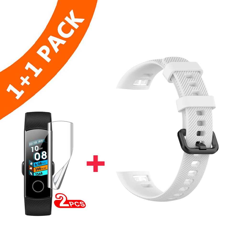 Handgelenk Gurt Für Huawei Honor Band 4 Strap Silikon Armband Armband Für Huawei Ehre Band4 Band 5 Strap Mit Schutzhülle film: White