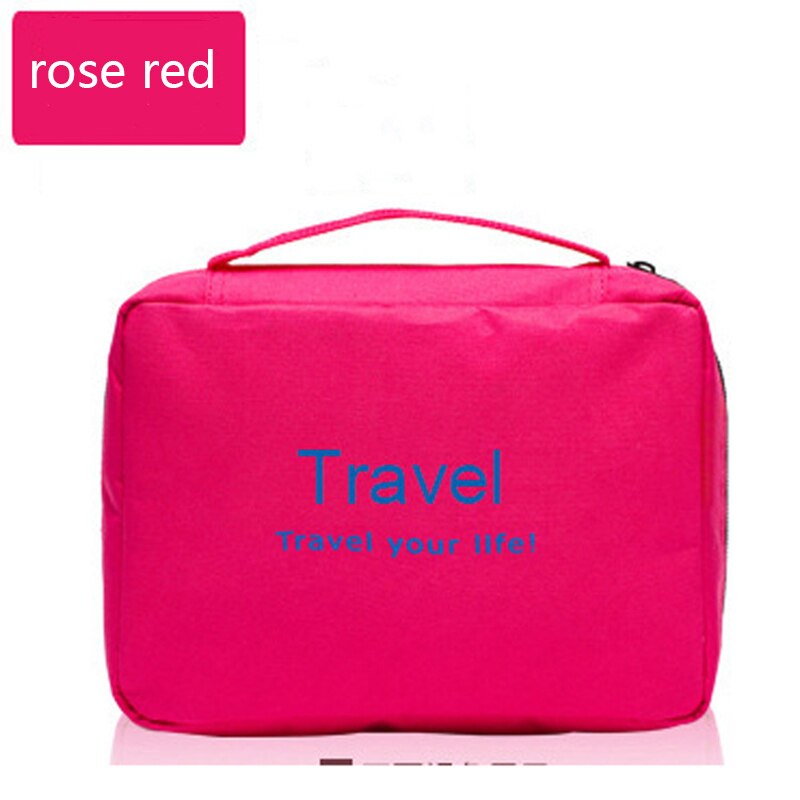 Sac de voyage multifonctionnel de imperméable à l'eau Portable articles de toilette hommes et femmes cosmétiques sac de rangement sac de toilette suspendu: rose red