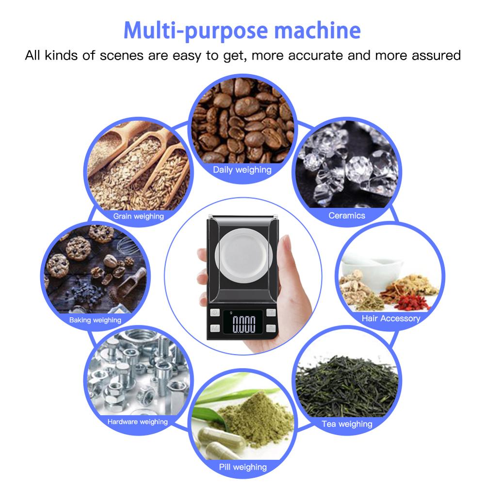 100g/50g/20g/10g Electronic Scales 0.001 LCD Digital Scale Jewelry Medicinal Herbs Portable Lab Weight Milligram Scale