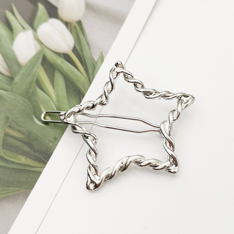 Weven geometrische driehoek haarspeld speld metaallegering cirkel haarspeld haarspeld meisjes vrouw haaraccessoires hoofddeksels: Rood