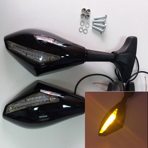 Yzf 1000 thunderace 1996-2007 motorcykel backspegel med svängljus för yamaha yzf 1000 thunderace 1996 1997 1998 - 2007: Svart a
