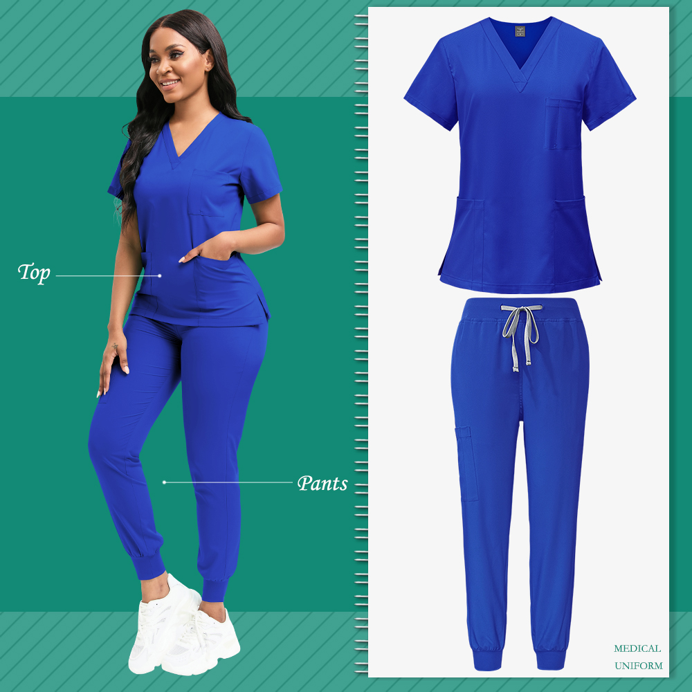 Uniforme de limpieza para mujer, Top exfoliante de enfermería, pantalones, traje médico, Ropa de Trabajo de niñera pediátrica, bata quirúrgica para quirófano,