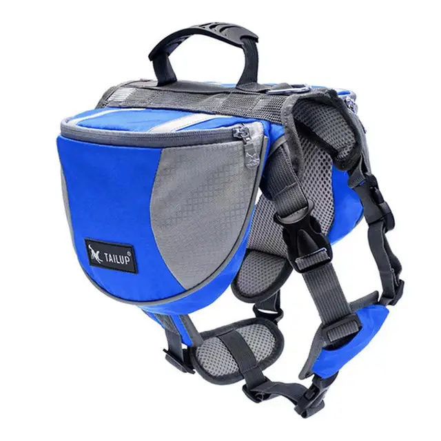 Pet Outdoor Backpack Large Capacity Dog Adjustable Saddle Bag Luxury Dog Backpack Harness Carrier For Traveling Hiking: L / Blue