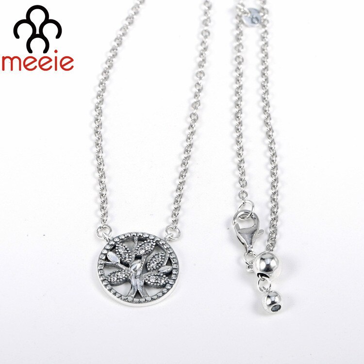 Authentische 925 Sterling Silber Original Funkelnden Baum Des Leben Transparente Halsketten Schmuck Für frauen Hochzeit DIY