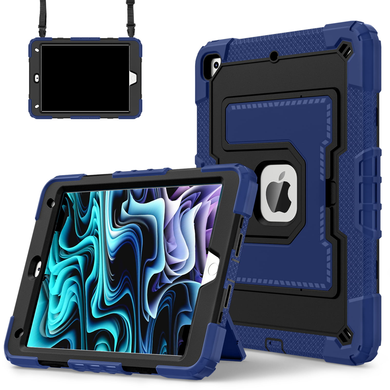 Etui til ipad 10.2 7th 8th 9th 10 , sikkert silikone + pc skulderrem, stødsikkert stativ, tabletcover, håndtag, stativ, robust fundas: Ipad  (7th generation ) 10.2- tommer / Beige