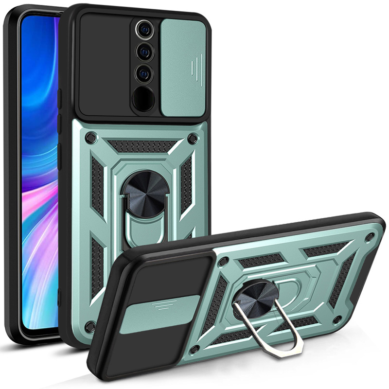 Schokbestendig pantserhoesje voor Xiaomi Redmi Note 8 Pro Autohouder Telefoonhoesje voor Redmi Note 8 Cameralensbescherming Fundas: ABS / Bruin