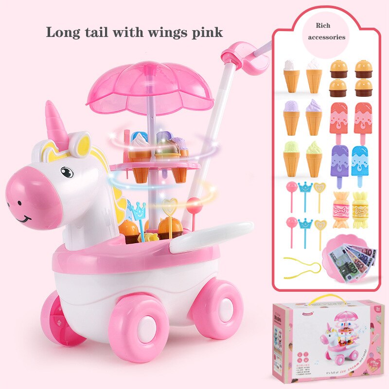 Neue Simulation Süssigkeit Musik Eis Auto freundlicher Küche vorgeben Spielen Spielzeug Mini drücken-Auto Spielzeug Früer Bildung Spielzeug Baby freundlicher: QC0047 Rosa