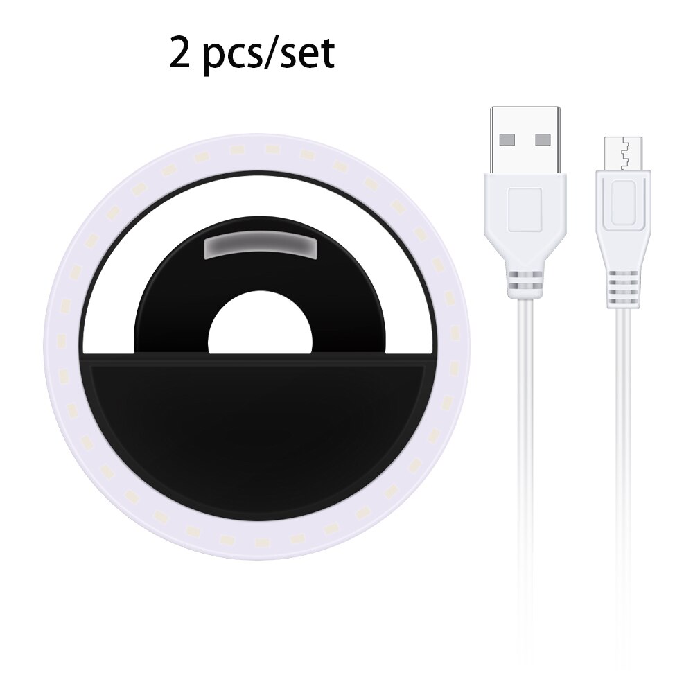 Yizhestudio 2Stck USB Ladung FÜHRTE Selfie Ring Licht-LED für Fotografie LED Selfie Ring Licht Verbesserung für Telefon Computer: Schwarz