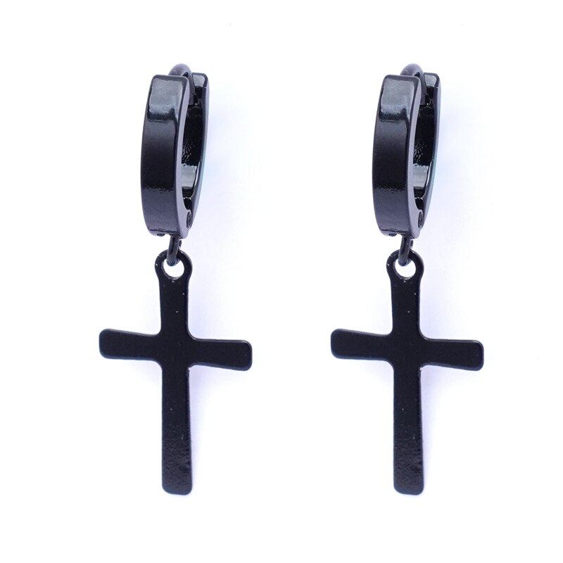 ESSFF-pendientes de acero inoxidable para mujer y hombre, aretes colgantes de Cruz Punk Rock, 14 estilos, joyería gótica,: BE0018