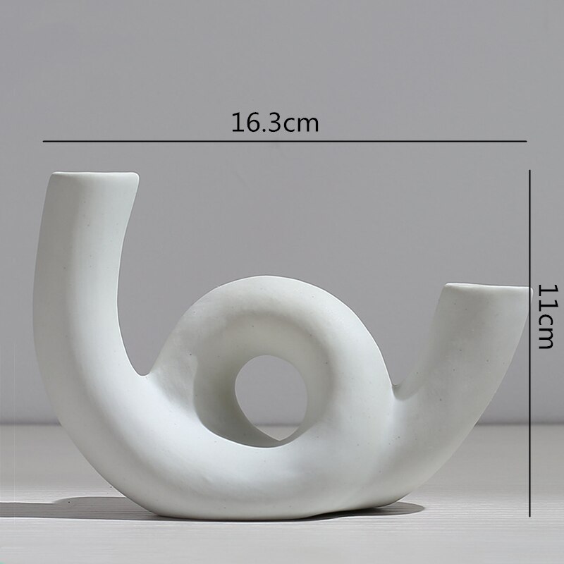 Vase en céramique abstraite, Arrangement de fleurs, artisanat hydroponique, ornements, accessoires de décoration de maison moderne, Vases blancs, décor: I