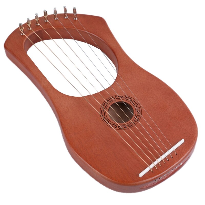 7-String Lyre Harp Strings Solid Mahogany Wood String Musical Instrument