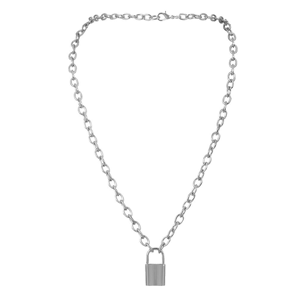 Multi Layer Lover Lock Pendant Choker Necklace Steampunk Padlock Heart Chain Necklace Collier Best Couple Jewelry: A