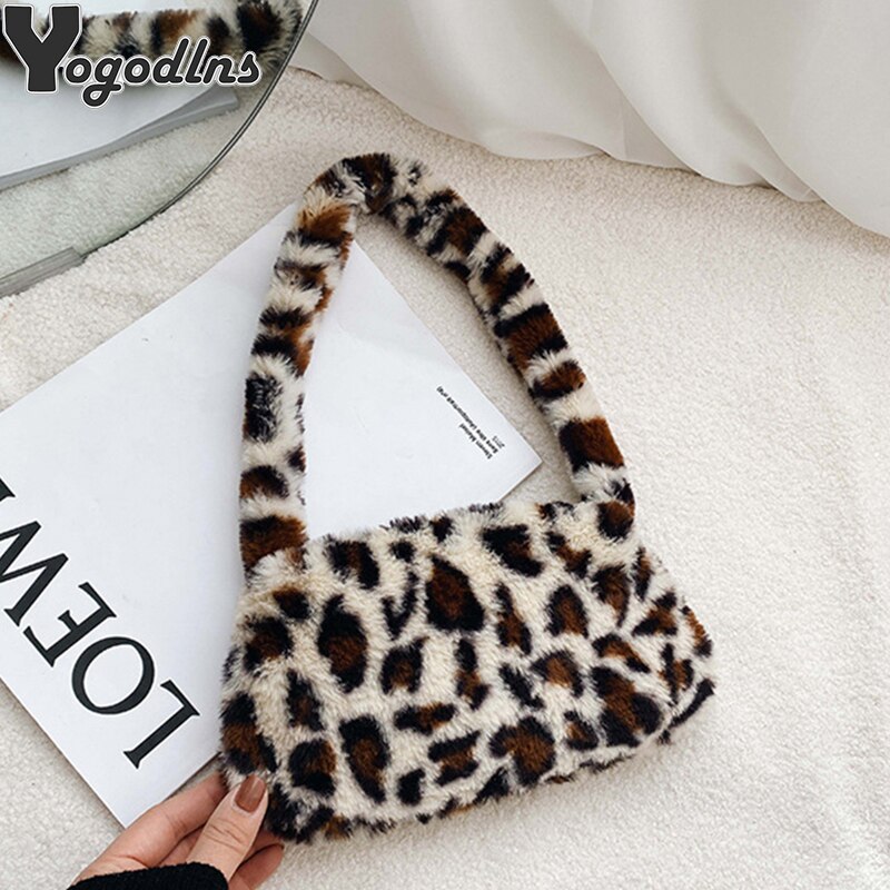 Winter Vintage Zebra Patroon Schouder Onderarm Zak Vrouwelijke Pluche Herfst Handtas Zachte Warme Bont Tote Purse Voor Lady Clutch Bag sac