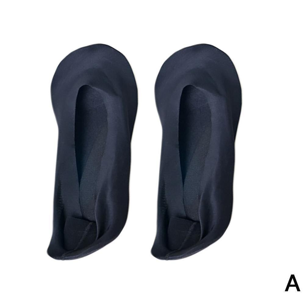 Calcetines 3D para mujer, 1 par, masaje cuidado de la salud, calcetines de seda helada, boca superficial, pantuflas invisibles de Gel de sílice: black