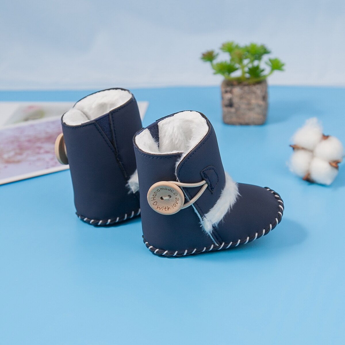 Baby Winter Knoppen Snowboots Warme Schoenen Anti-Slip Pluche Jongen Meisjes Enkellaarsjes Pasgeboren Baby Wieg Laarzen Zapatos bebe