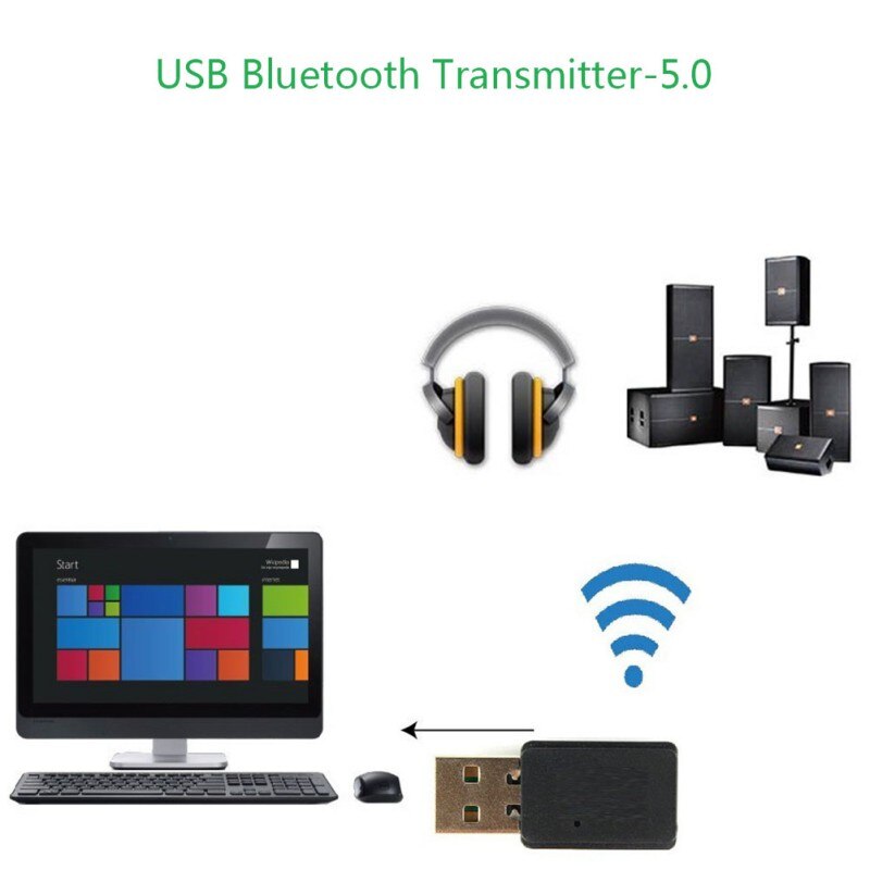 USB Bluetooth 5.0 émetteur sans fil Dongle adaptateur pour ordinateur portable PC casque musique haut-parleur