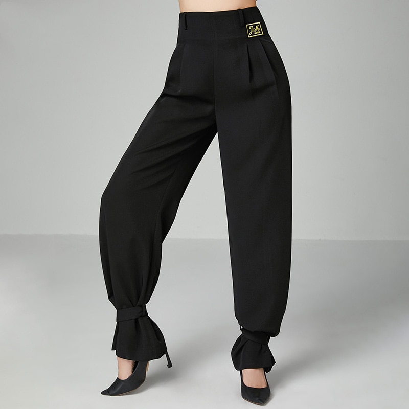 Pantalones de baile latino, novedad de , Ropa de baile cuadrada para salón de baile, ropa de entrenamiento de danza, pantalones largos de con pies de rayo para mujer