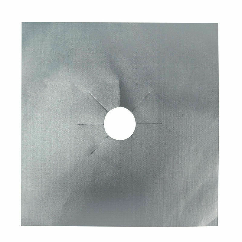 4*Reusable Protector Gas Range Liner Non Stick Gas Hob Stove Top Cooker Cover: Sliver