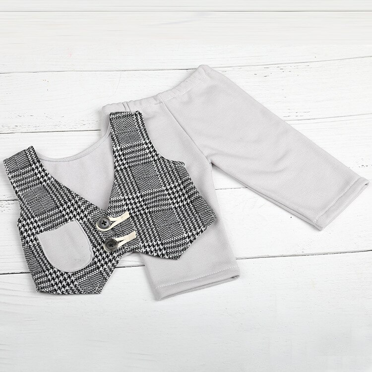 0-1M Neue Geboren Baby Kleidung Mädchen Jungen Hut Plaid Kostüm Wenig Gentleman Neugeborenen Fotografie Requisiten Foto Studio zubehör Hosen