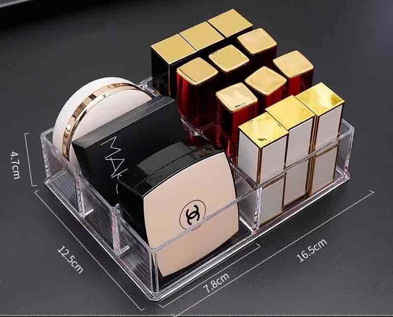 Plastic Transparent Makeup Organizer Storage Box Clarity Cosmetic Makeup Holder Vanity Cabinet Powder Display Shelf: 02
