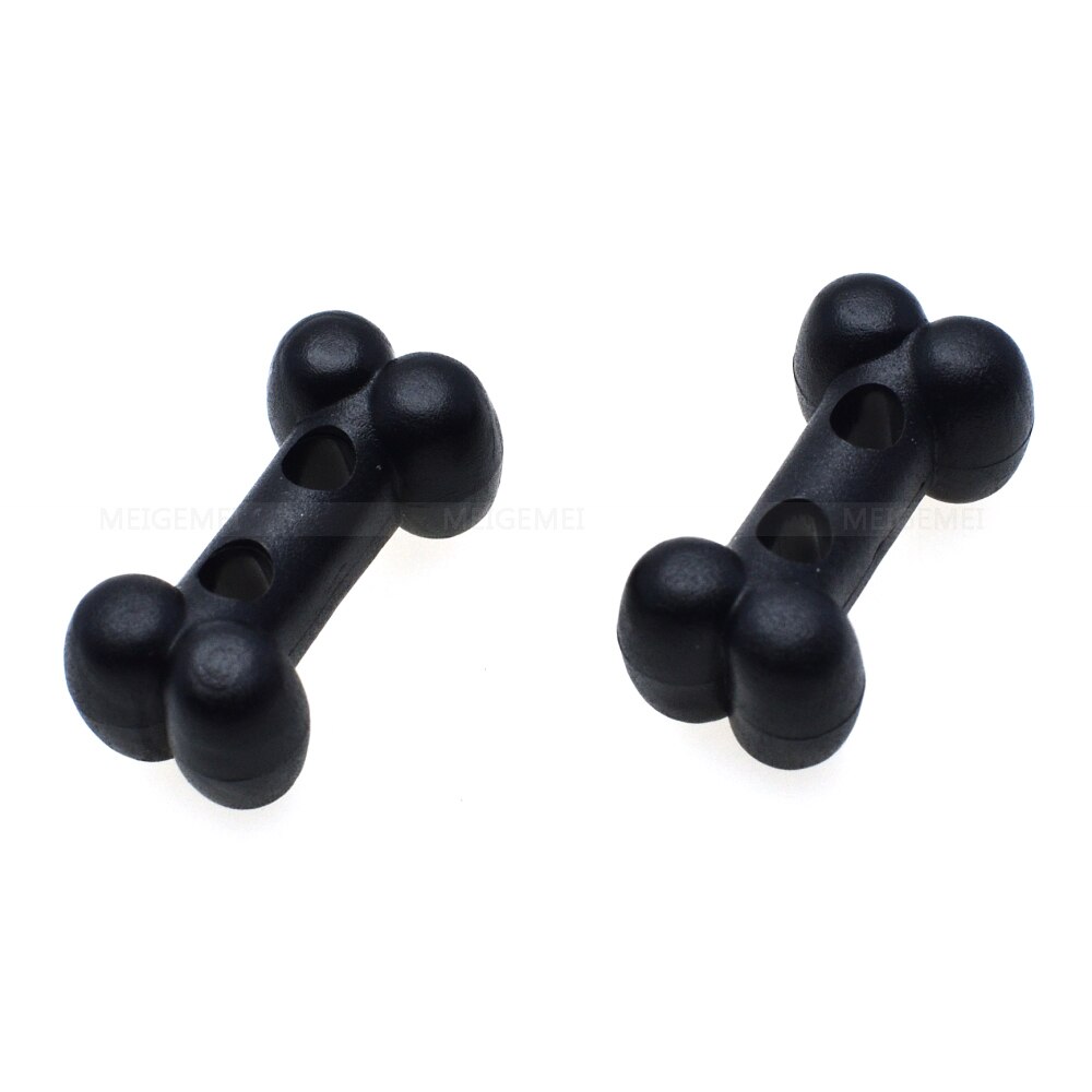 100 stks/pak Plastic Hond Bot Vorm Button Cord Lock Toggle Stopper Zwart