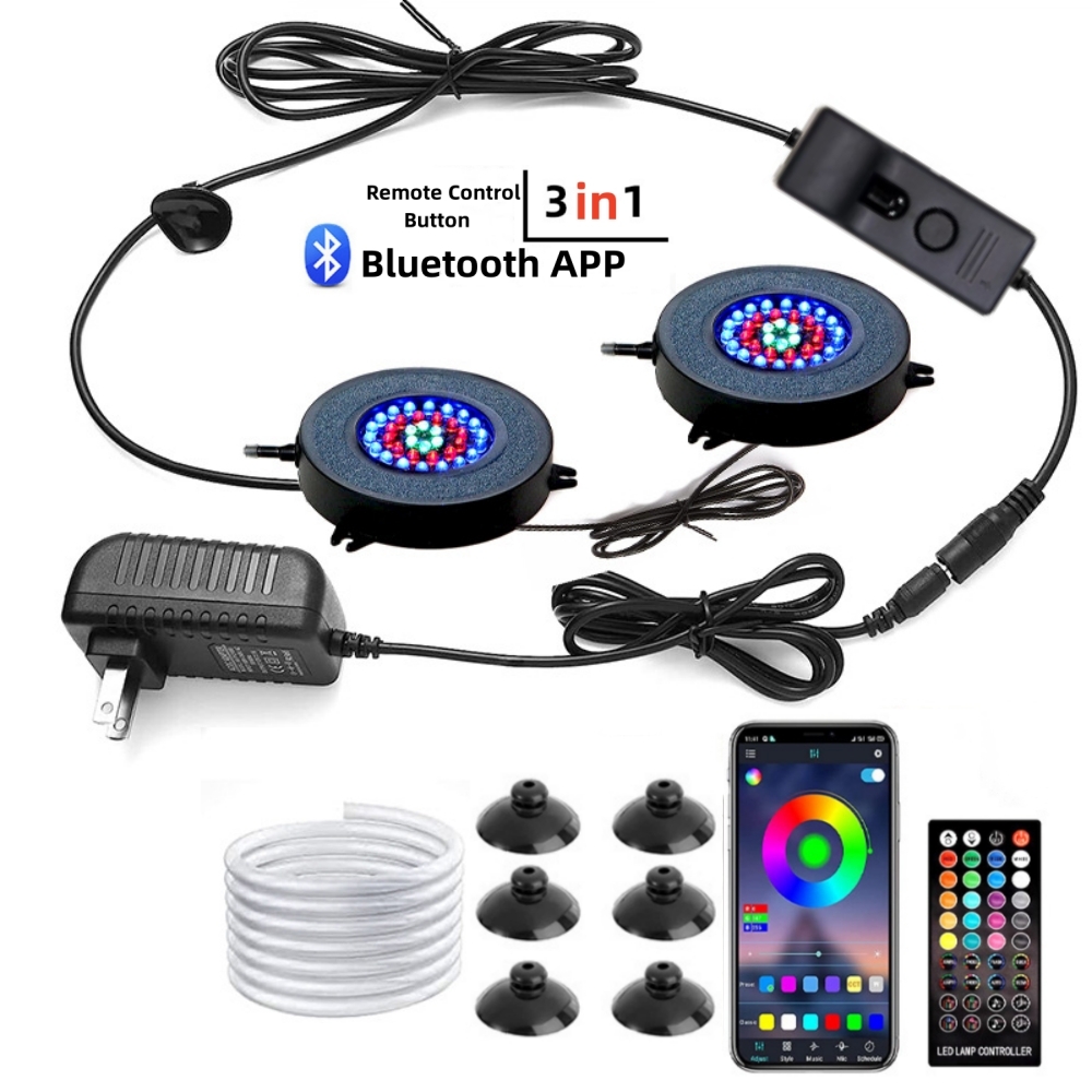 Ip68 Waterdicht Rgb Led Onderwater Licht 36Leds Dc 12V Aquascaping Zuurstofrijke Bellenlamp 21K 24K 40K Afstandsbediening: Roze / uk plug