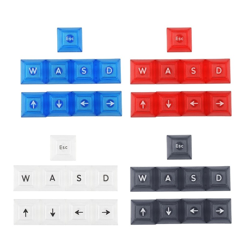 Capuchons de touches WASD Direction ESC 9 pièces, rétro-éclairage Transparent pour clavier mécanique