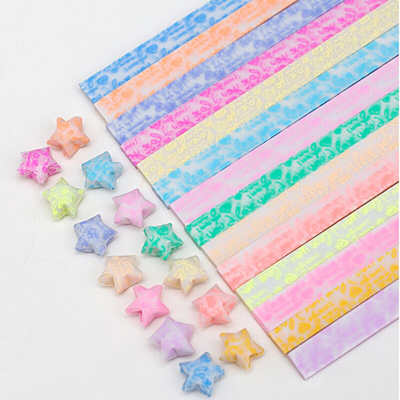30 st lysande lyckostjärna papper vikta origamipapper gör önskestjärnor diy födelsedag jag älskar dig quilling dekorationspapper