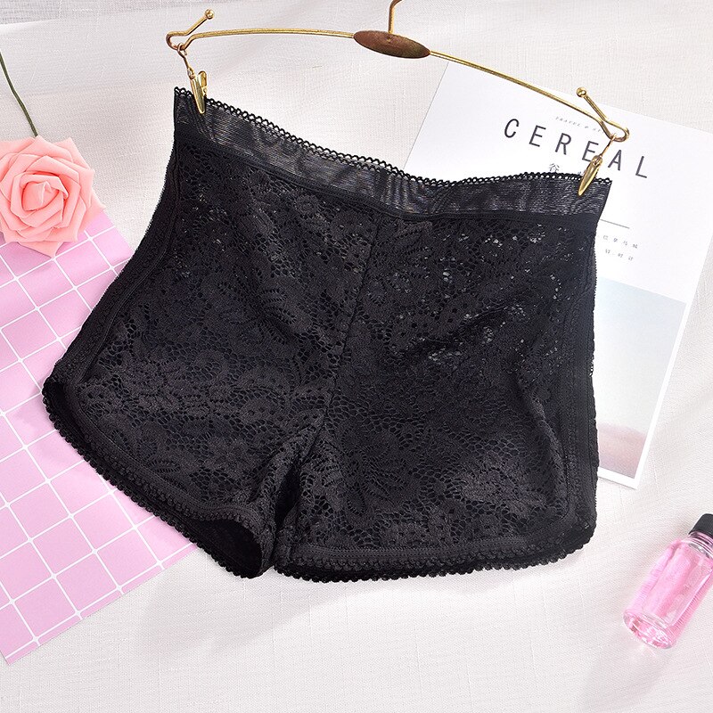 Lace Safety Short Pants Women Spandex Summer Breathable Exposed Pants Underwear Under Skirt Short Tights: black / F 40-60KG